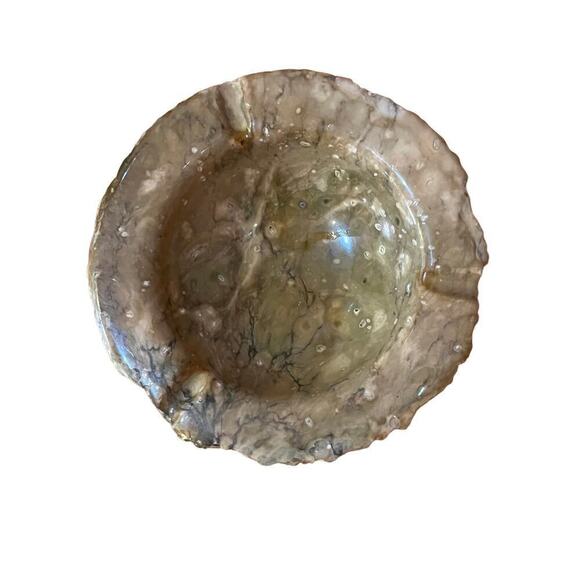 Vintage Hand Carved Stone Ashtray. Round. Beautiful Detail! Heavy 5lb! Italy - Picture 4 of 7